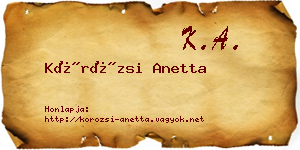 Körözsi Anetta névjegykártya